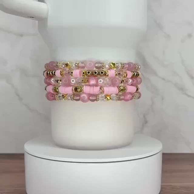 Defy Gravity Bracelet Collection: Pink and Gold Beaded Bracelets