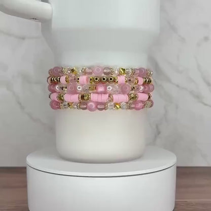 Defy Gravity Bracelet Collection: Pink and Gold Beaded Bracelets