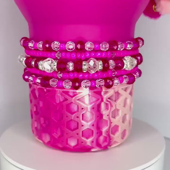 Hot Pink Violet Blossom Bracelet Collection