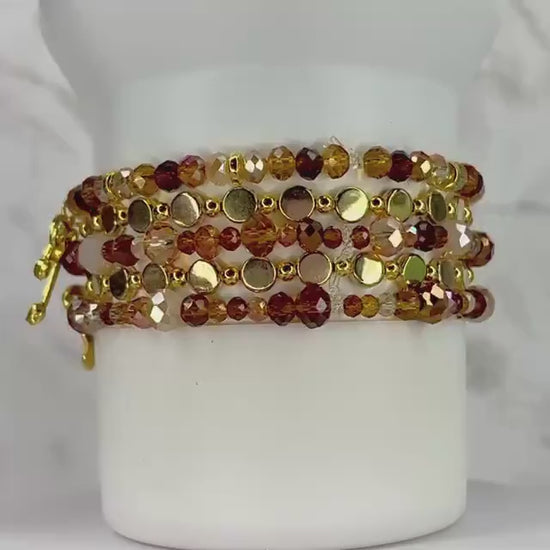 Chocolate Brown and Gold Bracelet Collection - Bow Charm Bracelets