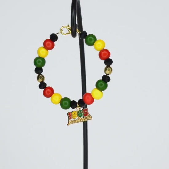 Juneteenth Tumbler Handle Bracelet | Red, Black, Green & Gold Beads