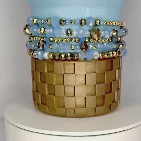 Sky Blue and Gold Bracelet Stack