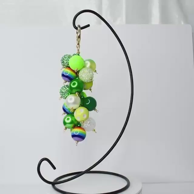 Saint Patrick's Day Beaded Bag Charm: Green Beaded Purse Accessory