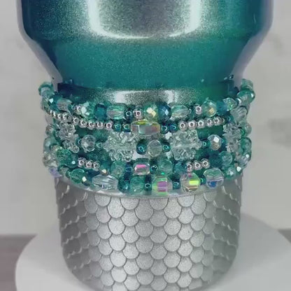 Ponderosa Shimmer Bracelet Collection: Turquoise, Silver and Crystal Beaded Bracelets with Snowflake Accent Beads